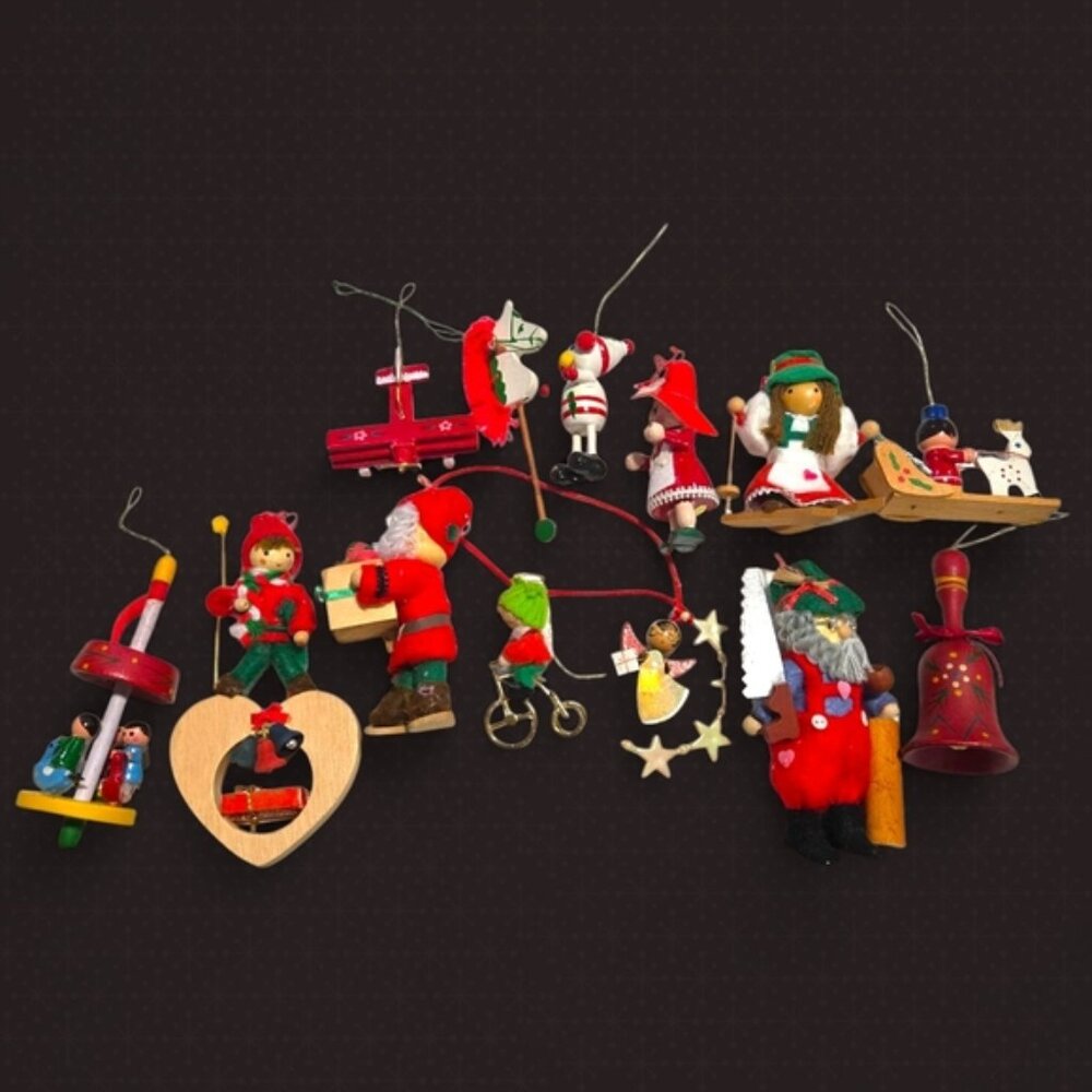 Vintage Felt & Wood Ornament Set